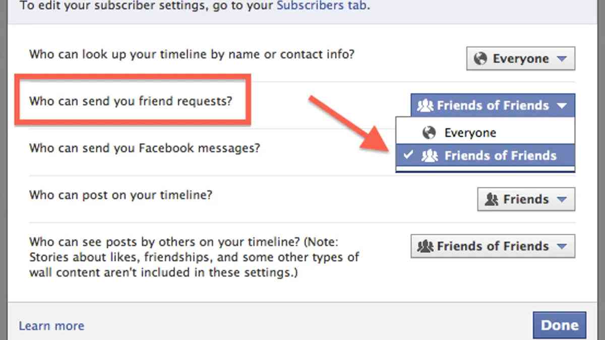 Facebook Friend Request Settings